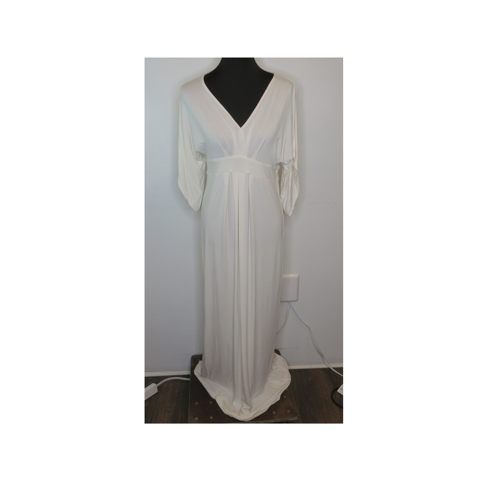 Ingrid & Isabel Grecian Maxi Dress Women's M White Stretch Sexy Classy Ivory